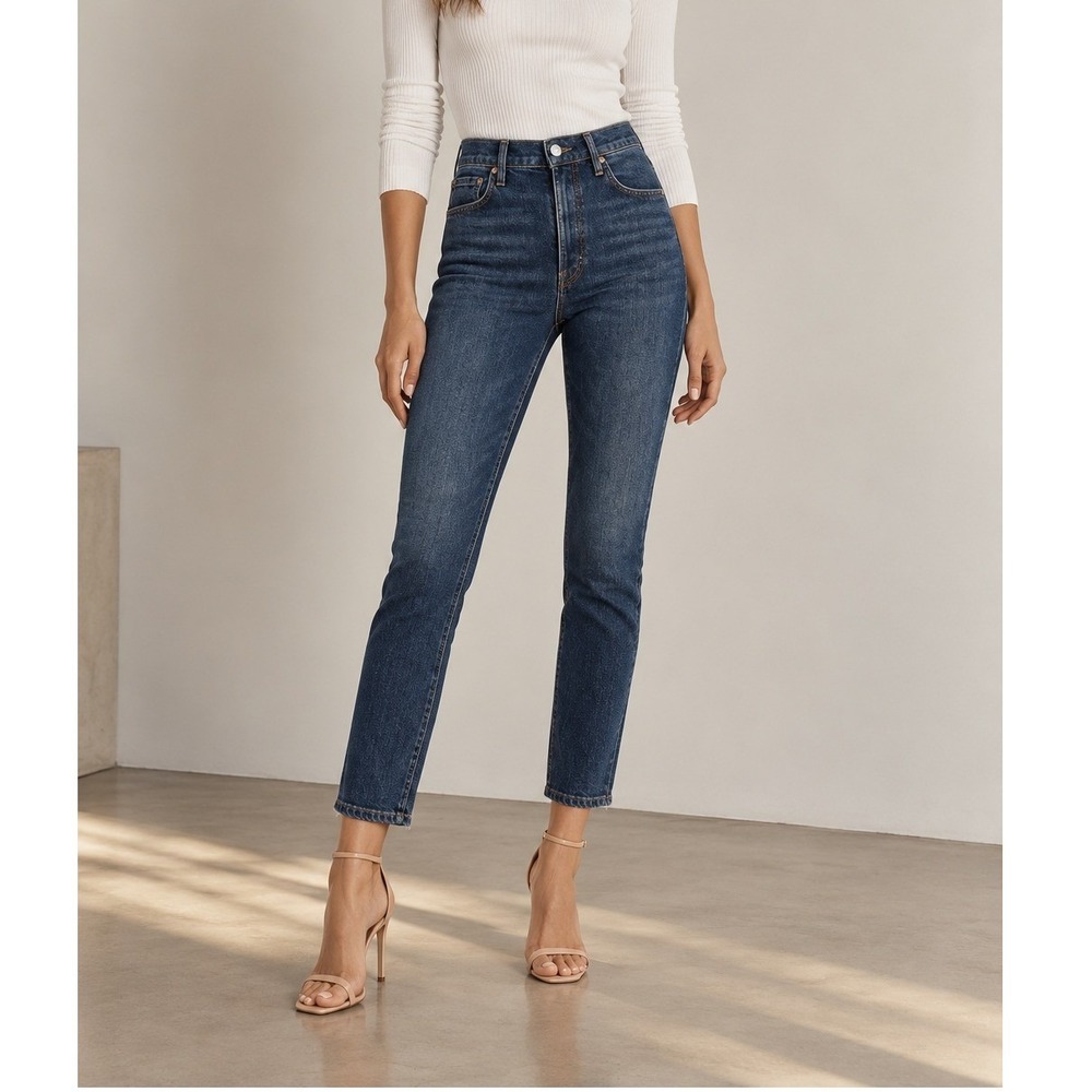 AGOLDE Nico High Rise Slim Jeans 30 Fixation Blue Cropped Classic Denim